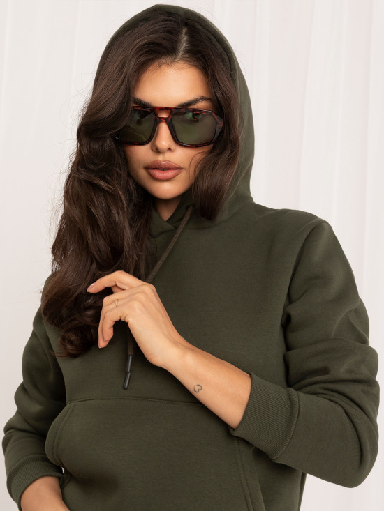 Khaki Damen Sweatshirt mit Kapuze RUE PARIS