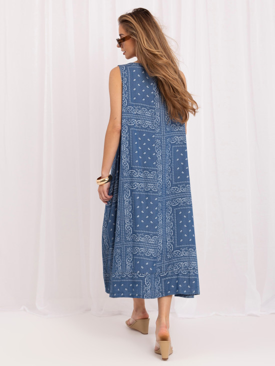 Maxi-Sommerkleid mit V-Ausschnitt und Print