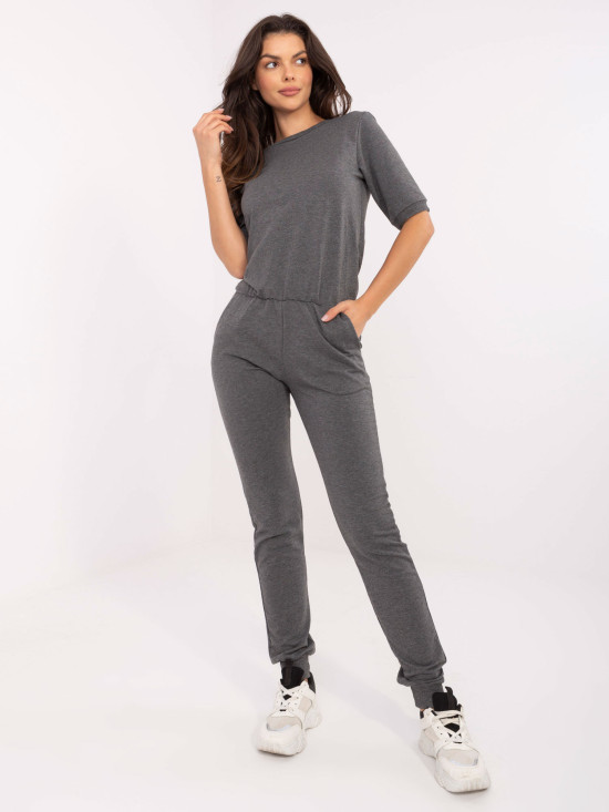 Dunkelgrauer melierter Damenoverall