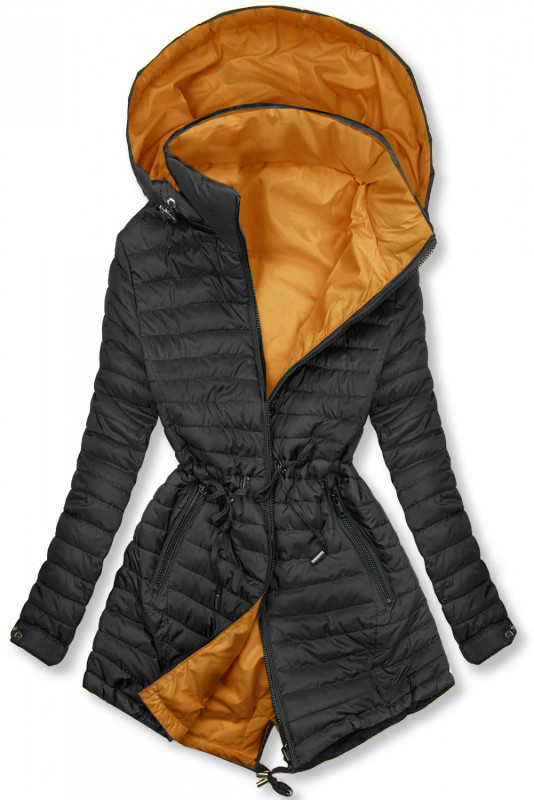 Beidseitig tragbare Frühlings-Wendeparka schwarz/karamell