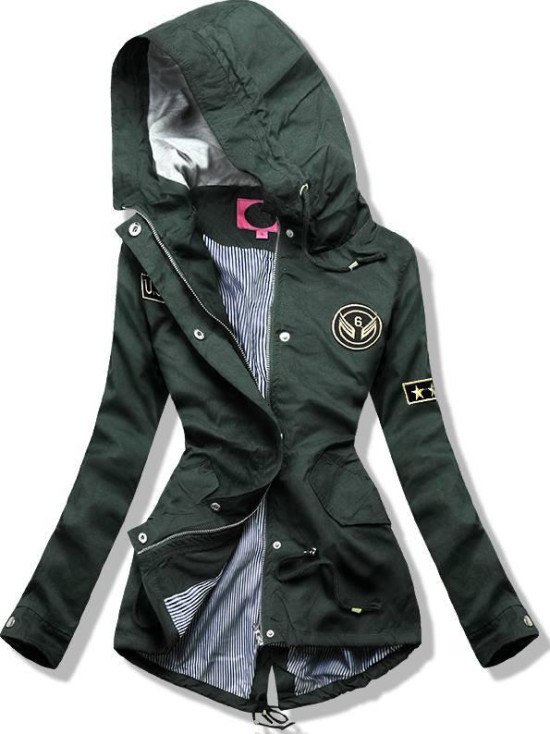 Frühling-Parka mit Applikationen grün