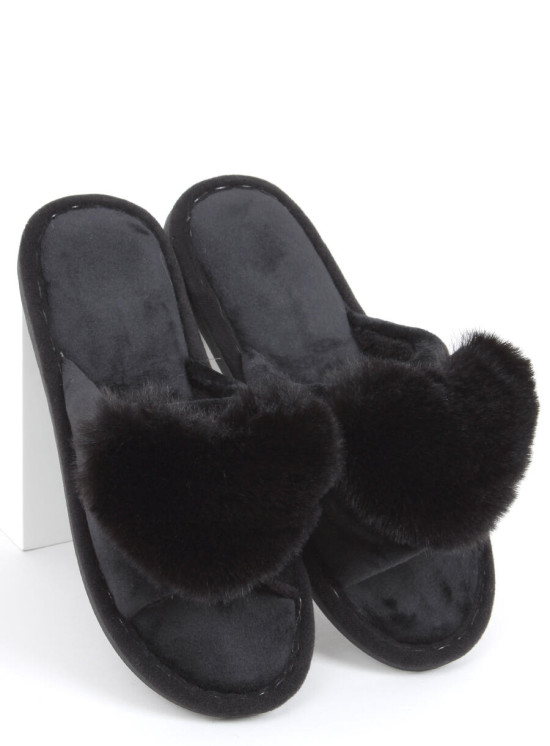 Hausschuhe mit Herz Schwarz