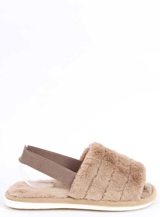 Damenhausschuhe mit Gummi Beige