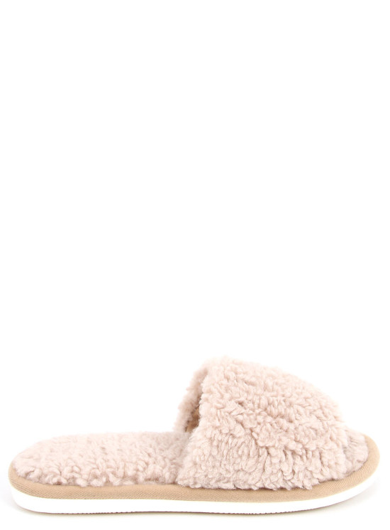 Plüschhausschuhe Beige