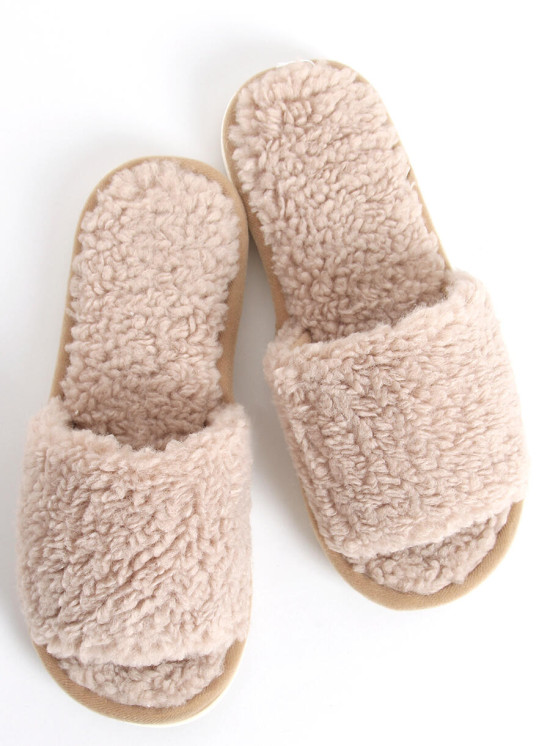 Plüschhausschuhe Beige