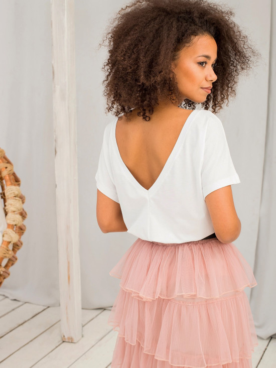 Weißes Damen T-Shirt mit Rückenausschnitt Fire