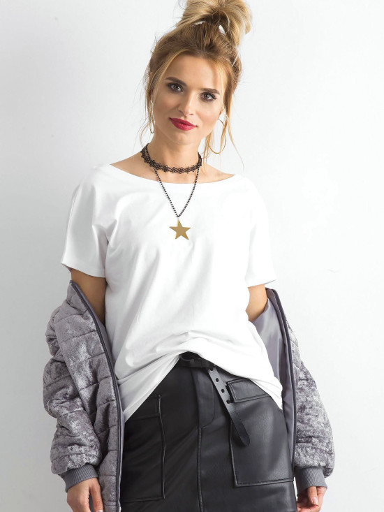 Weißes Damen T-Shirt mit Rückenausschnitt Fire