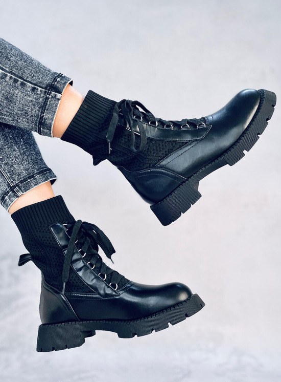 Stiefeletten mit Stoffobermaterial Schwarz