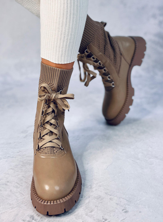 Stiefeletten mit Stoffobermaterial Braun