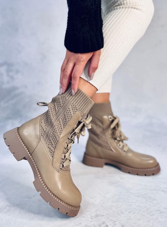 Stiefeletten mit Stoffobermaterial Braun