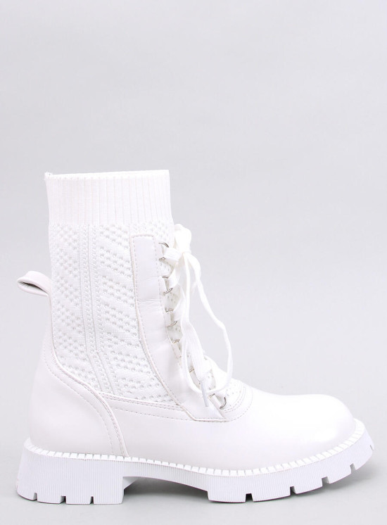 Stiefeletten mit Stoffobermaterial Weiß