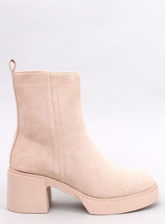 Stiefeletten mit stabilem Absatz Beige