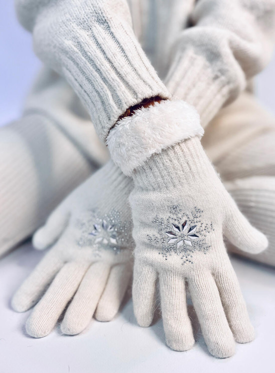 Damenhandschuhe SNOWFLAKE Ecru