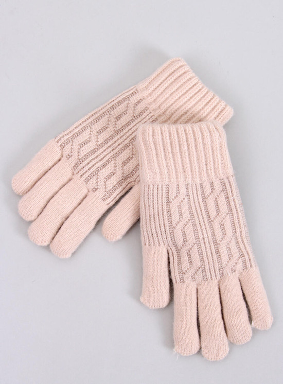Winterhandschuhe mit Strickmuster Beige