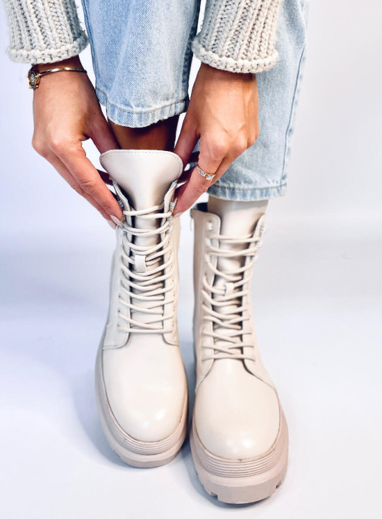 Damen-Schnürschuhe INES Beige