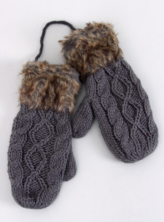 Fäustlinge mit Strickmuster Anthrazit