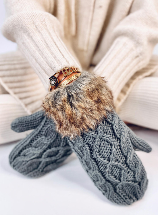 Fäustlinge mit Strickmuster Anthrazit