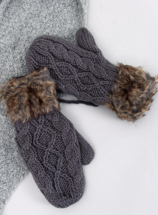 Fäustlinge mit Strickmuster Anthrazit