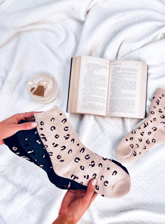 Damensocken mit Leopardenmuster 1 - 3 Paar