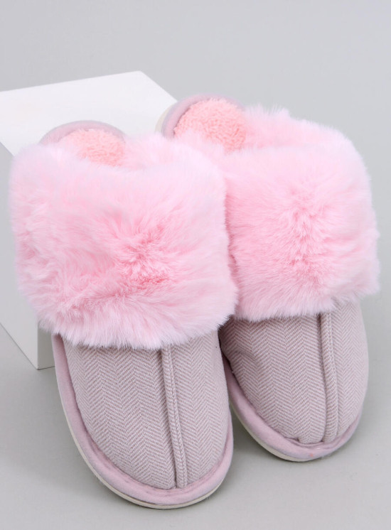 Hausschuhe mit Fischgrätenmuster Hellrosa