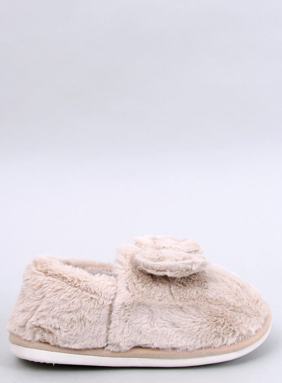 Kunstfell-Hausschuhe mit Schleife Beige