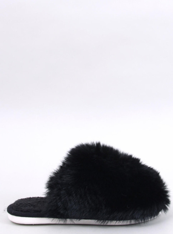 Hausschuhe mit Kunstfell in Schwarz
