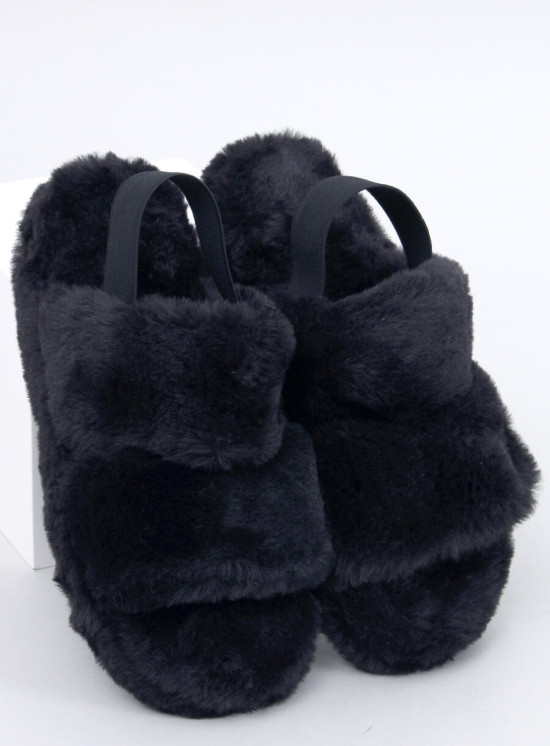 Hausschuhe mit Gummi Schwarz