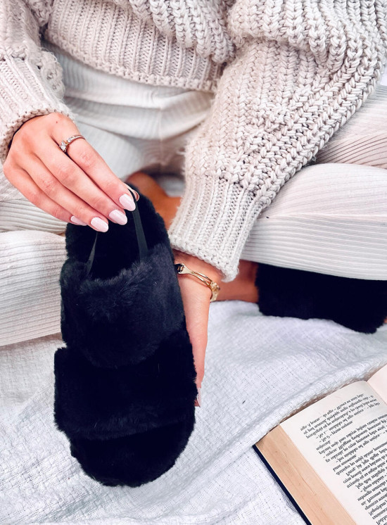 Hausschuhe mit Gummi Schwarz