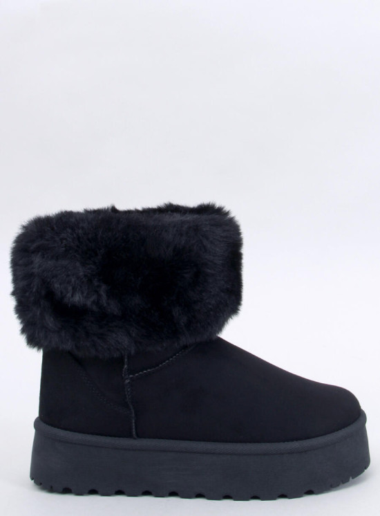 Wildleder-Schneestiefel mit Kunstfell Schwarz