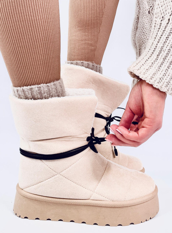 Schneestiefel mit Kunstfell Crème