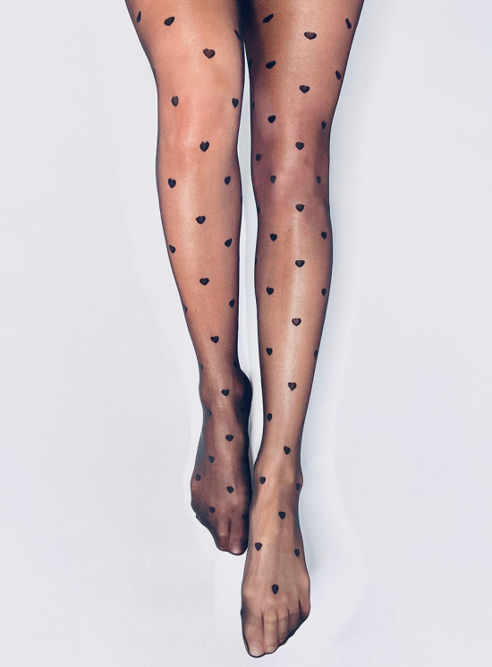 Schwarze Strumpfhose mit Herzen