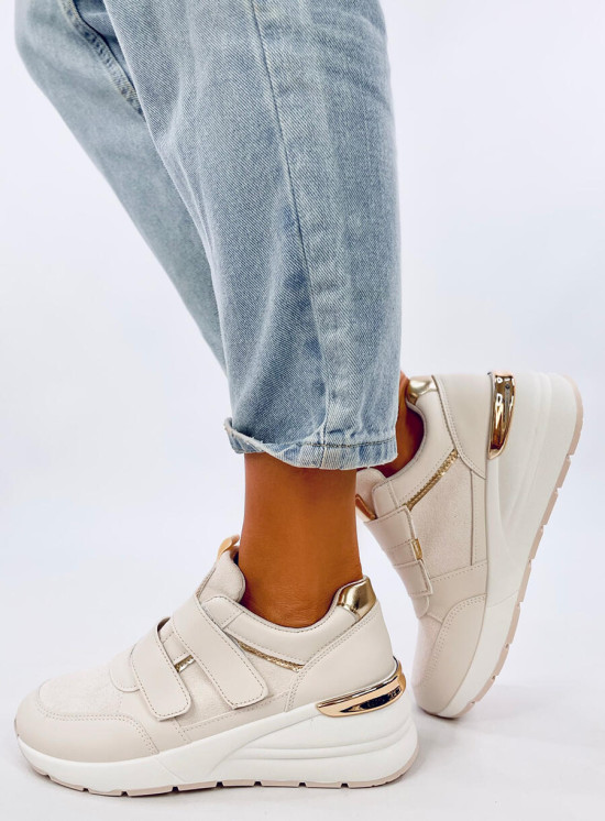 Sneaker mit Klettverschluss Ecru