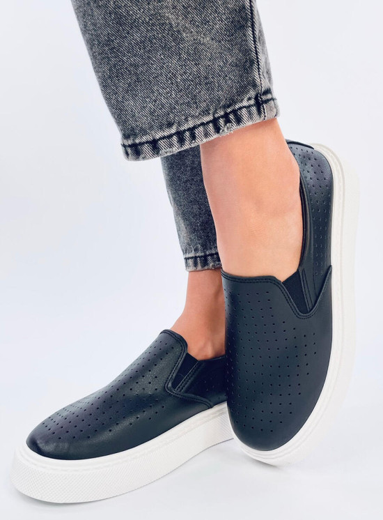 Perforierte Slip-On-Sneaker Schwarz