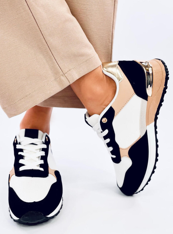 Damen-Sneaker Schwarz/Weiß/Beige