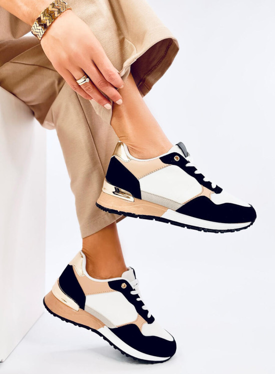 Damen-Sneaker Schwarz/Weiß/Beige