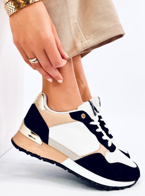 Damen-Sneaker Schwarz/Weiß/Beige