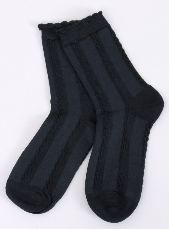 Socken mit Strickmuster 01 Schwarz