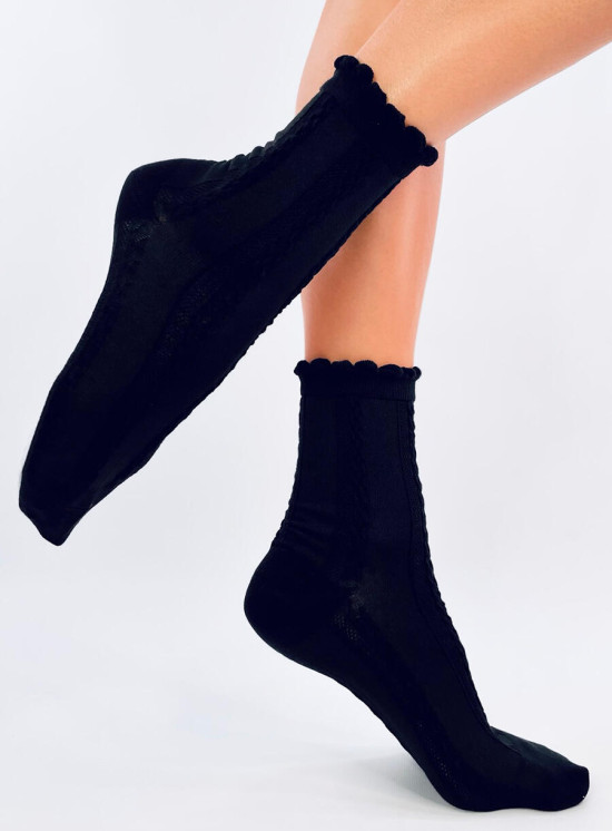 Socken mit Strickmuster 01 Schwarz