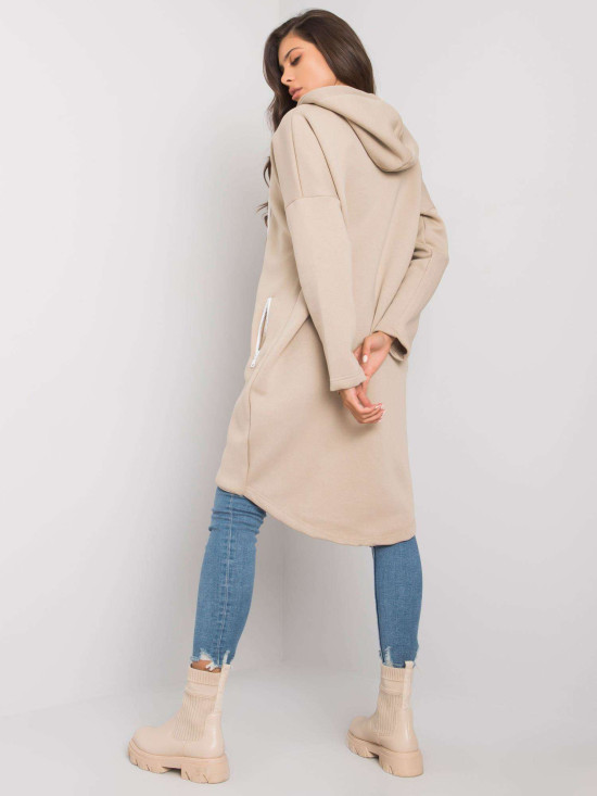 Beige lange Kapuzenpullover