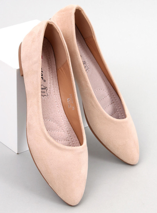 Beige Wildleder-Ballerinas