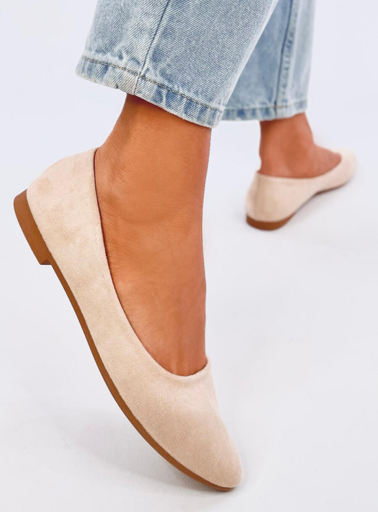 Beige Wildleder-Ballerinas