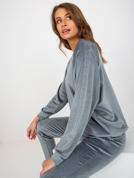 Damen Veloursanzug mit Applikation Blau