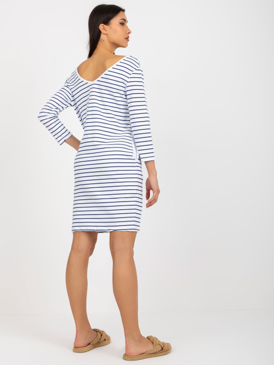 Blaue-weiße Sweatkleid mit Taschen OCH BELLA