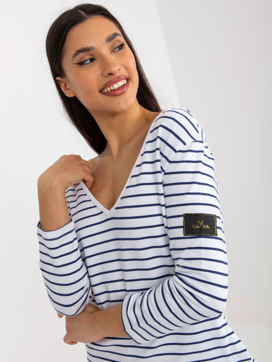 Blaue-weiße Sweatkleid mit Taschen OCH BELLA