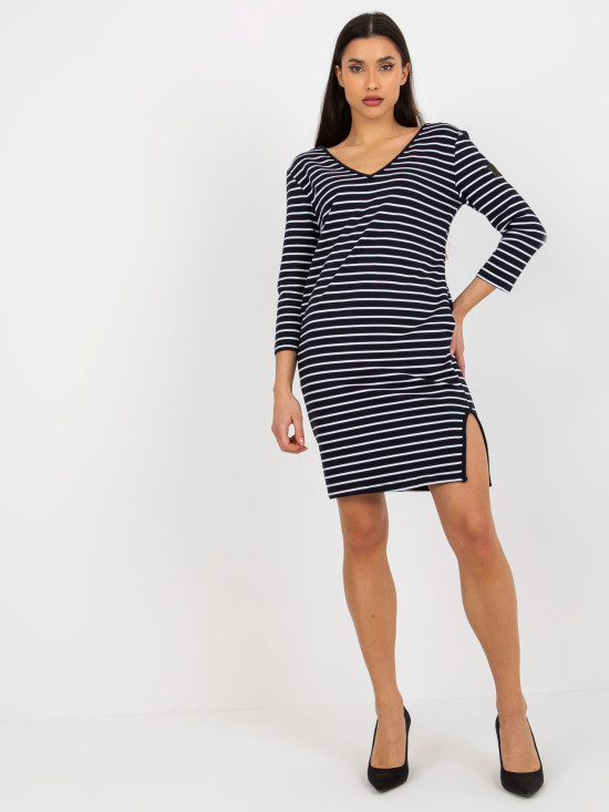 Blau-weiße gestreifte Sweatkleid OCH BELLA