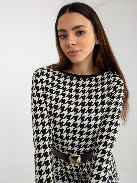 Elegantes schwarz-weißes Cocktailkleid mit Gürtel OCH BELLA