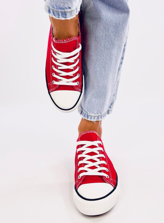 Klassische niedrige Canvas-Sneaker Rot