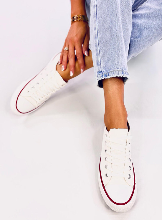 Klassische niedrige Canvas-Sneaker Weiß