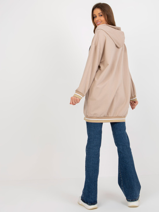 Beige lange Oversize Sweatshirt