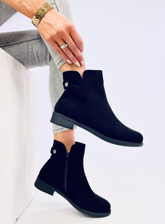 Schwarze Damen-Stiefeletten aus Wildleder